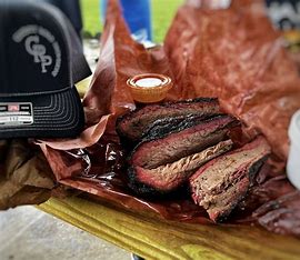 Sliced Texas-style smoked brisket on butcher paper